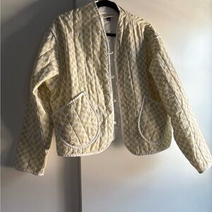 Universal Thread Light Green Checkered Puffer Jacket